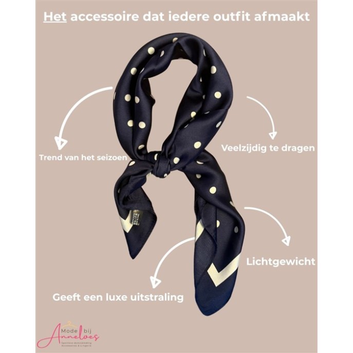 Dames sjaal korte hals sjaaltjes polka dots Marine 529